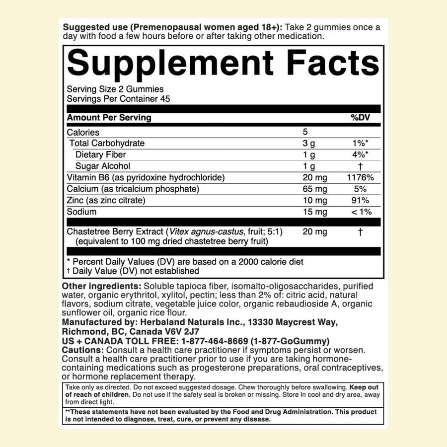 Herbaland Balanced Flow Nutrition Facts